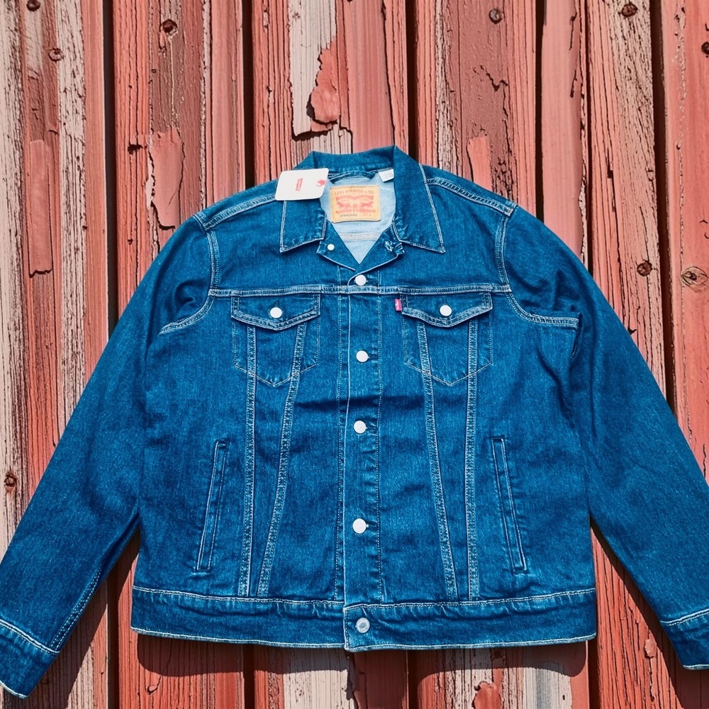 New Levis Mens Original Trucker Jacket Sz Large Dark Wash Denim Style 72334-2761